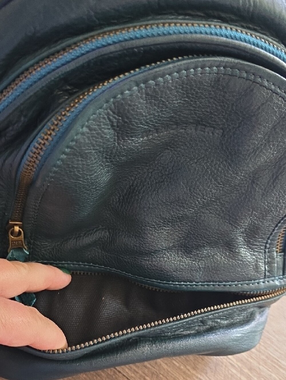 Teal Leather Mini Backpack - Stylish Women's Bag - Picture 3 of 9